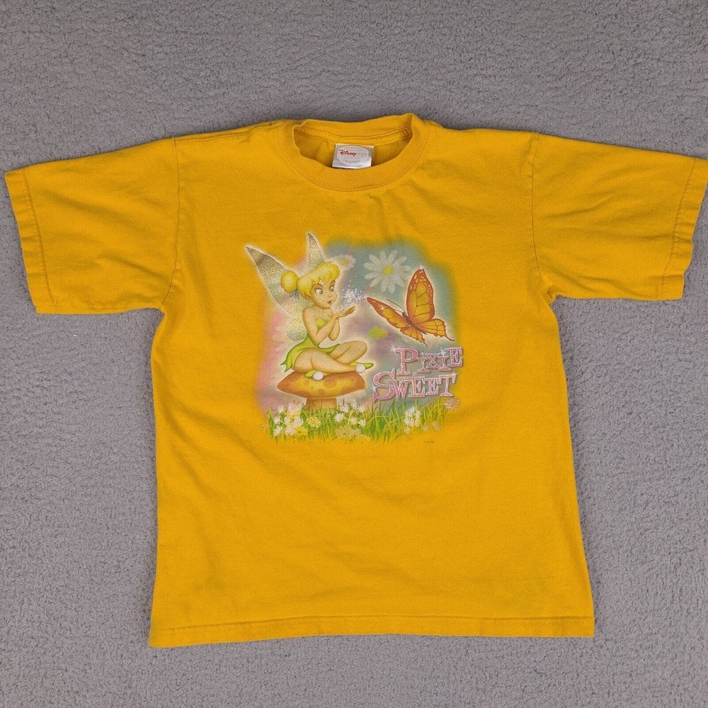 Vintage Disney Pixie Sweet T-Shirt Girls Medium Yellow Fairy Made In USA